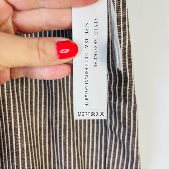 NWT Larry Levine brown white stripe cropped coastal sailor wide leg pants 18W - Picture 6 of 8